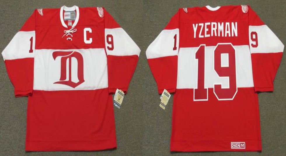 2019 Men Detroit Red Wings 19 Yzerman Red CCM NHL jerseys